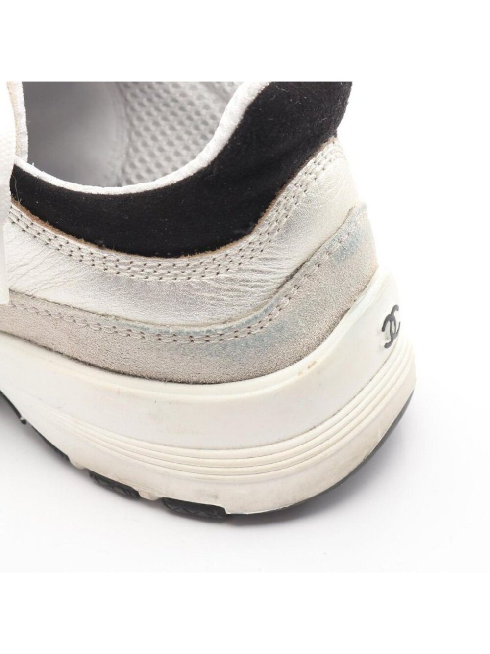 Chanel Sneakers CC Logo Silver Leather - Picture 10 of 11